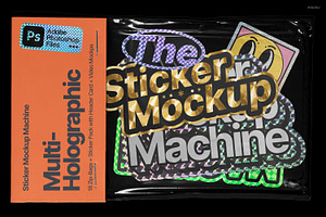 Sticker Mockup Machine Multi-Holo, a Packaging Mockup by Mocku