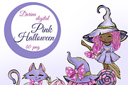Pink Halloween clipart, an Illustration by DarinaDigital (Thumbnail 1 of 4)