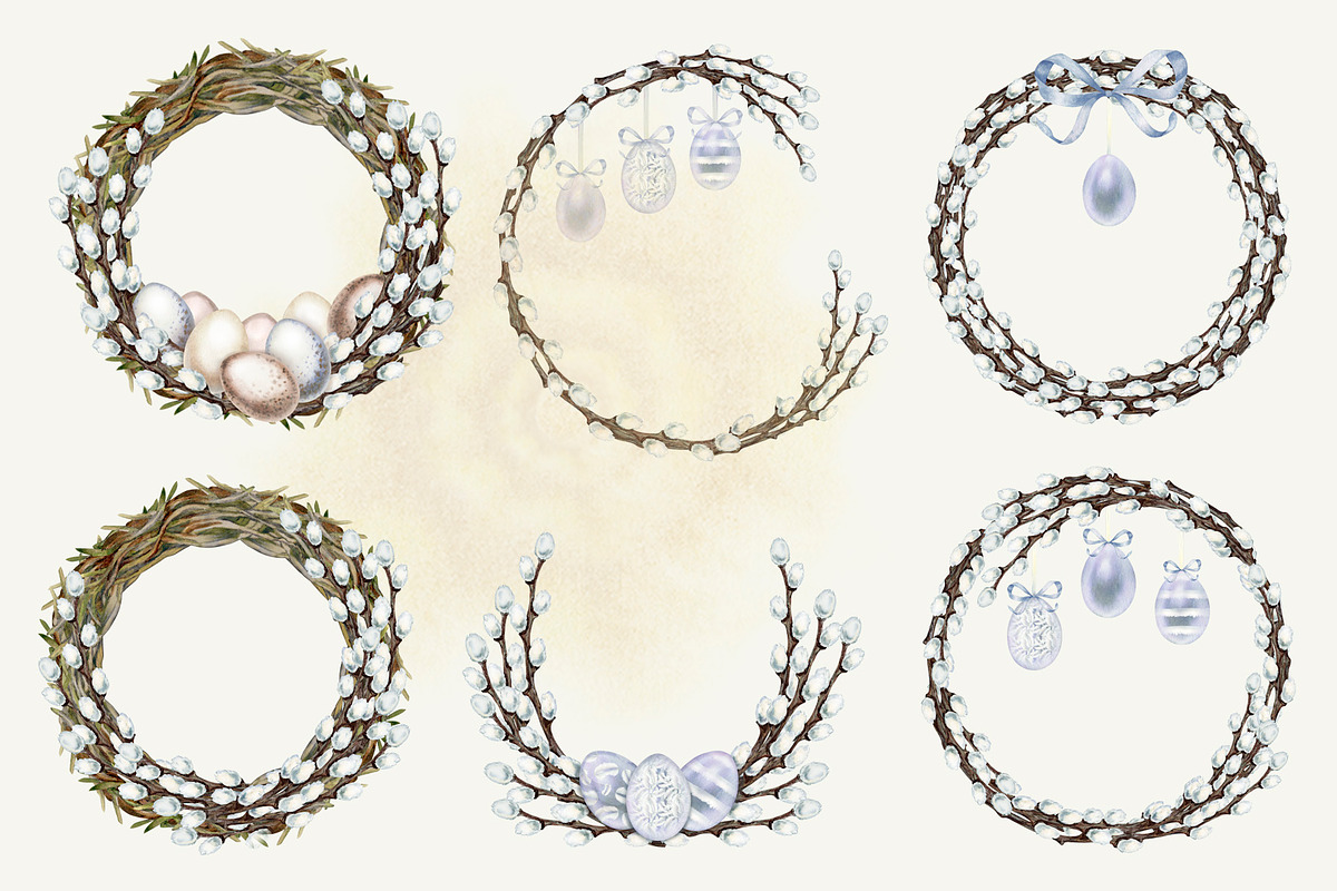EASTER Willow, Watercolor Clipart, a Decorative Illustration by EL_SUHOVA (Photo 4 of 7)