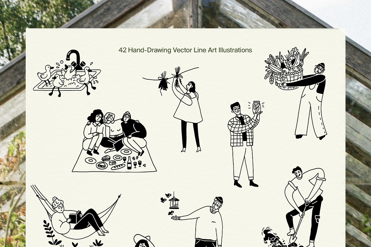 Slow Living People: Vector Line Art, a Person Illustration by divanovskaya_nv (Photo 6 of 12)