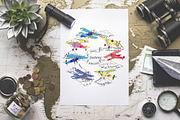 Colored Airplanes, a Transportation Illustration by Nataliapiache (Thumbnail 5 of 6)