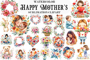 Watercolor Happy Mother's Day, a Seasonal Illustration by Designking
