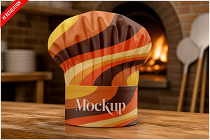 Chef Hat Pizzeria Oven Mockup PSD