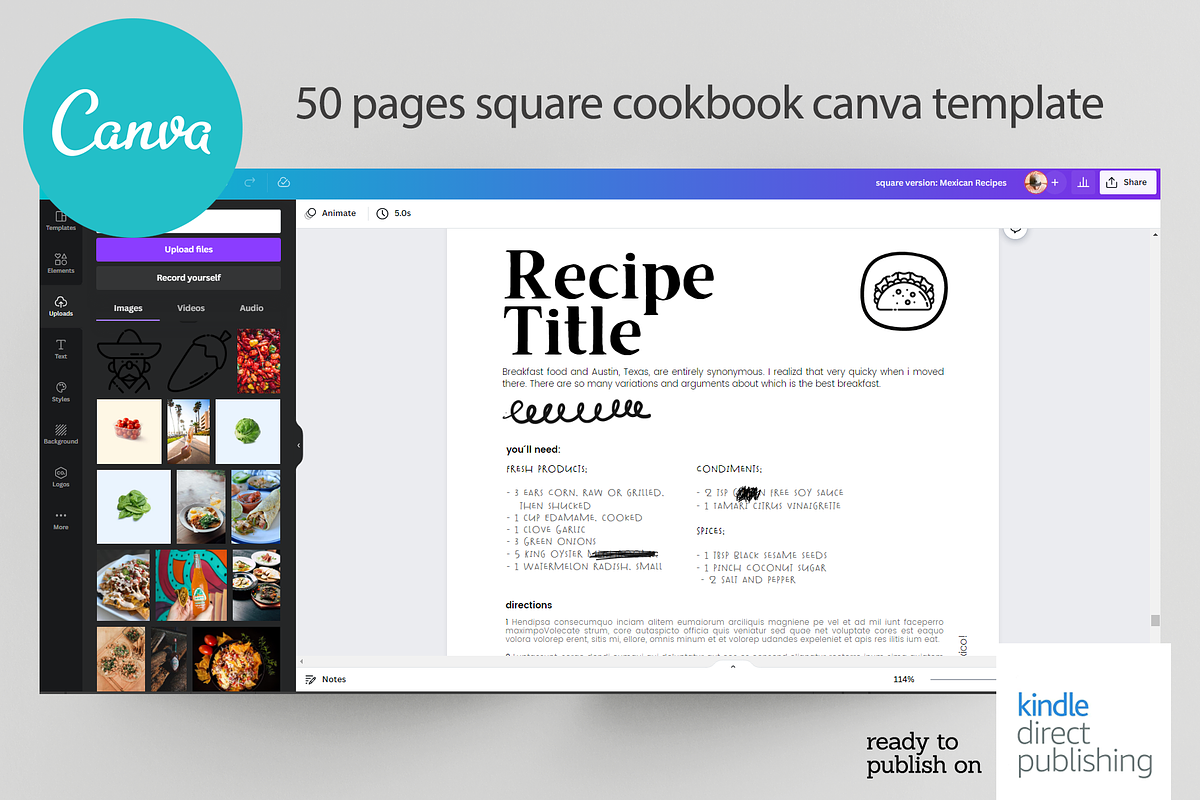 Square Mexican Recipes Canva Templat, a Magazine Template by DeLaGranSiete (Photo 14 of 14)