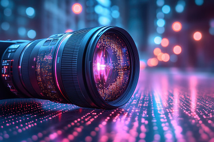 Close-up view of a camera lens with, a Photo by Tanuart