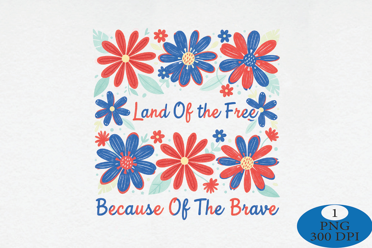 Land of the Free Floral PNG, a Seasonal Illustration by Daily.Designs (Photo 1 of 5)