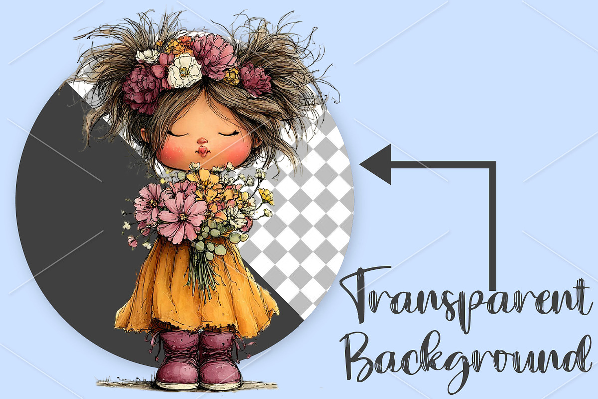 Whimsical Spring Girl Clipart Bundle, a Seasonal Illustration by Canvas Craft (Photo 3 of 7)