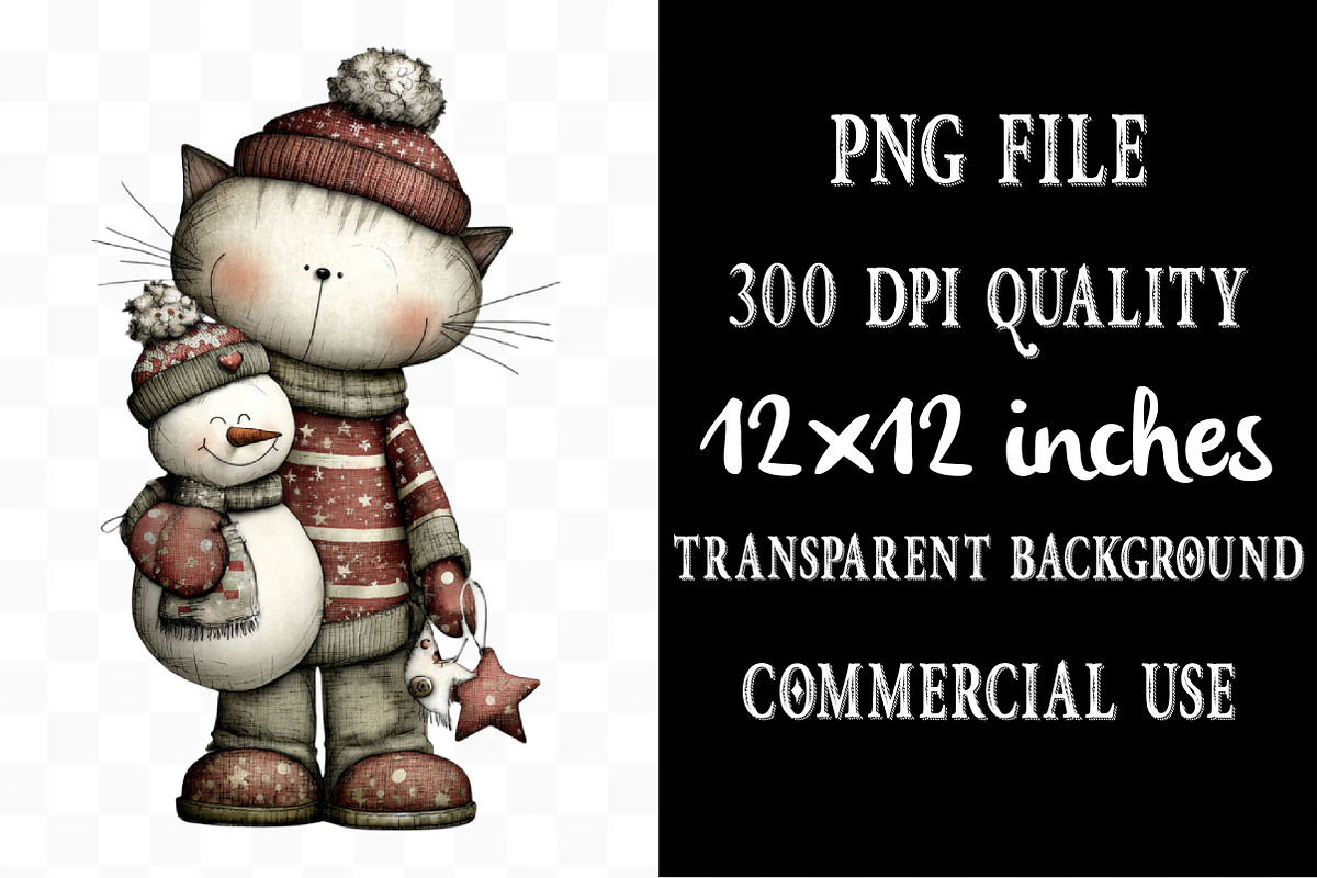 Christmas Whimsical Cats Clipart, an Illustration by Designking (Photo 4 of 5)