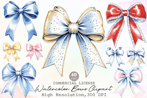 Watercolor Bows Clipart, an Illustration by Sublimation Artist
