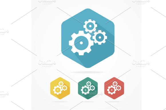 Gear Icon Set. Flat Design Style