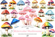 Mushrooms Clipart Bundle, an Illustration by DreamCafeArt (Thumbnail 1 of 5)