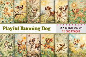 Playful Running Dog, a Background Graphic by Printable Treasure