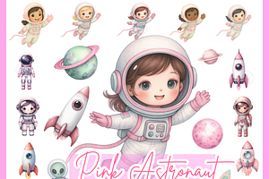 Pink Astronaut Clipart, Space Girl, a Person Illustration by VM PARTYS  BY TAIRUMA
