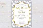 Gold Framed Baby Shower Invitation, a Stationery Template by BF Studios (Thumbnail 3 of 4)