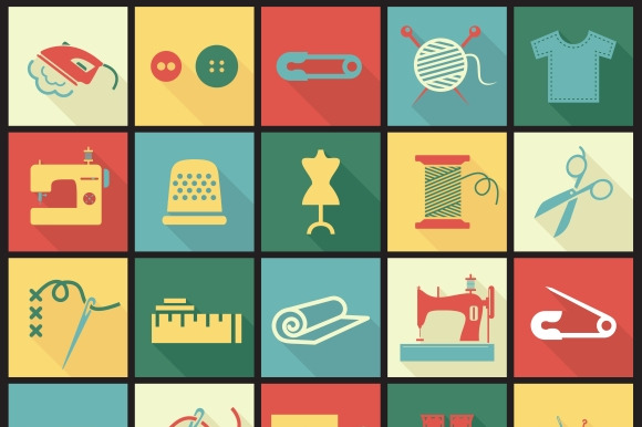 Sewing Icons Sign And Pattern