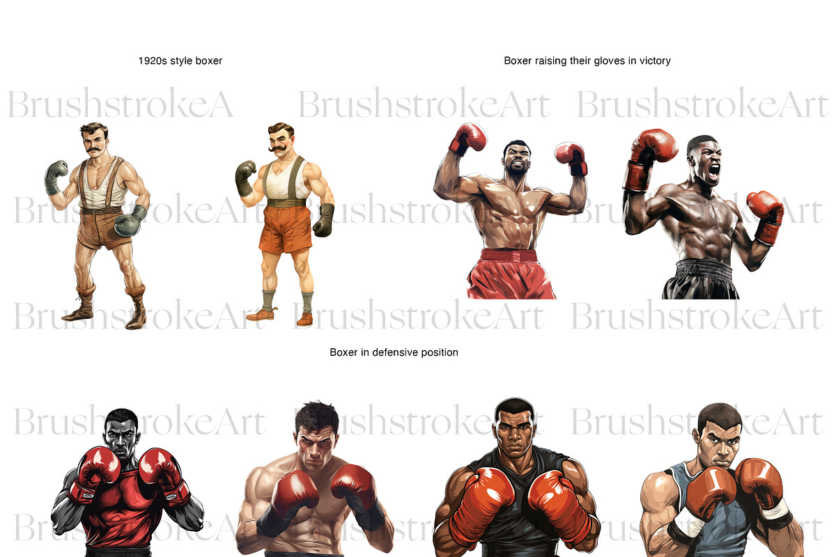 Boxing Clipart, Black Boxer, Fitness, a Person Illustration by BrushstrokeArtGB (Photo 2 of 9)