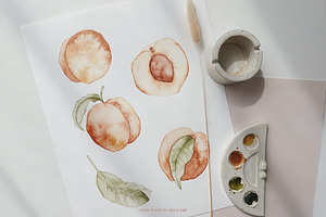 Floral Peaches Watercolor Flowers