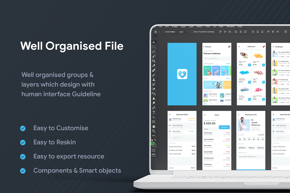 Appointments & Medicine | DoctoSpace, an UI Kit Template by Opus LabWorks (Photo 3 of 7)