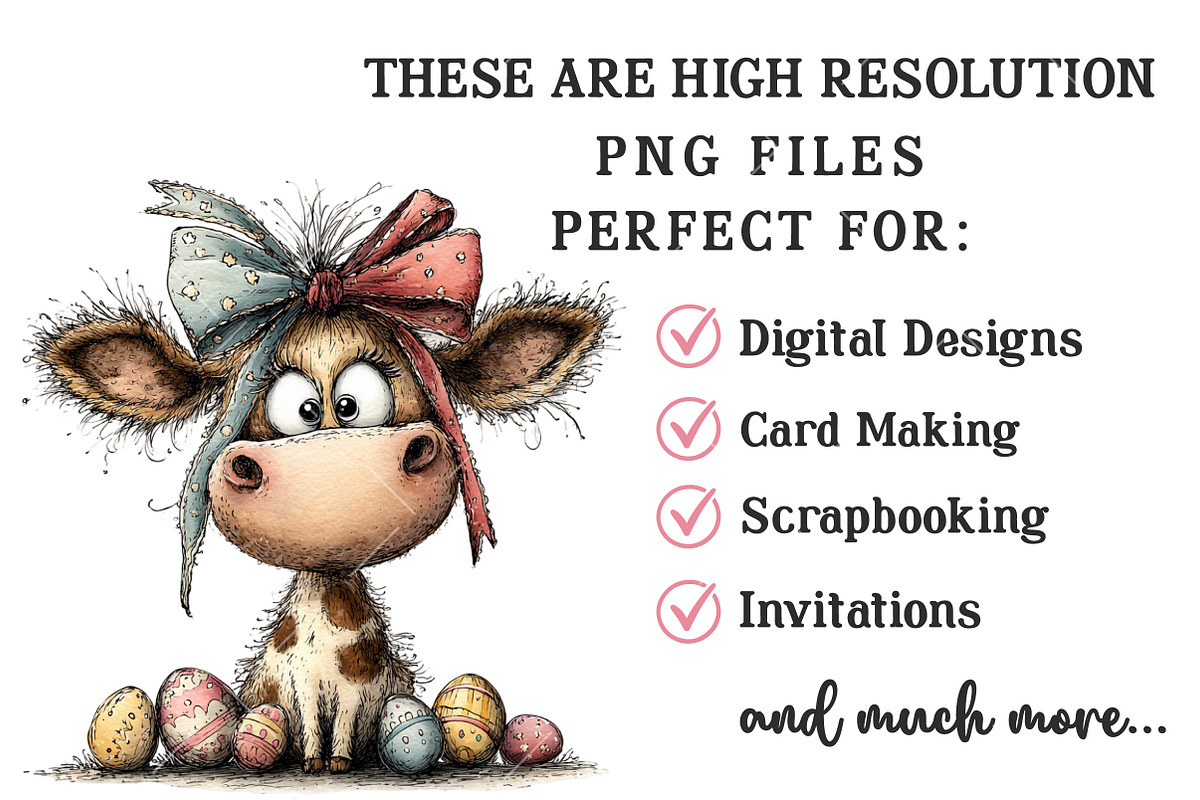 Whimsical Easter Cow Clipart, an Illustration by OK Design (Photo 4 of 6)