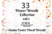 33 Flower Wreath Vector Collection, a Graphic by Propylparaben (Thumbnail 1 of 14)