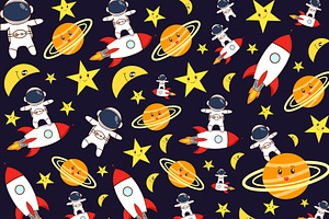 Cute Pattern Space Astronauts