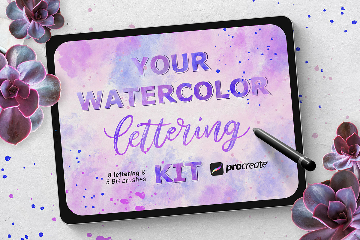 Watercolor Lettering kit - Procreate, a Brush Add-On by Gray Cat Graphics (Photo 1 of 9)