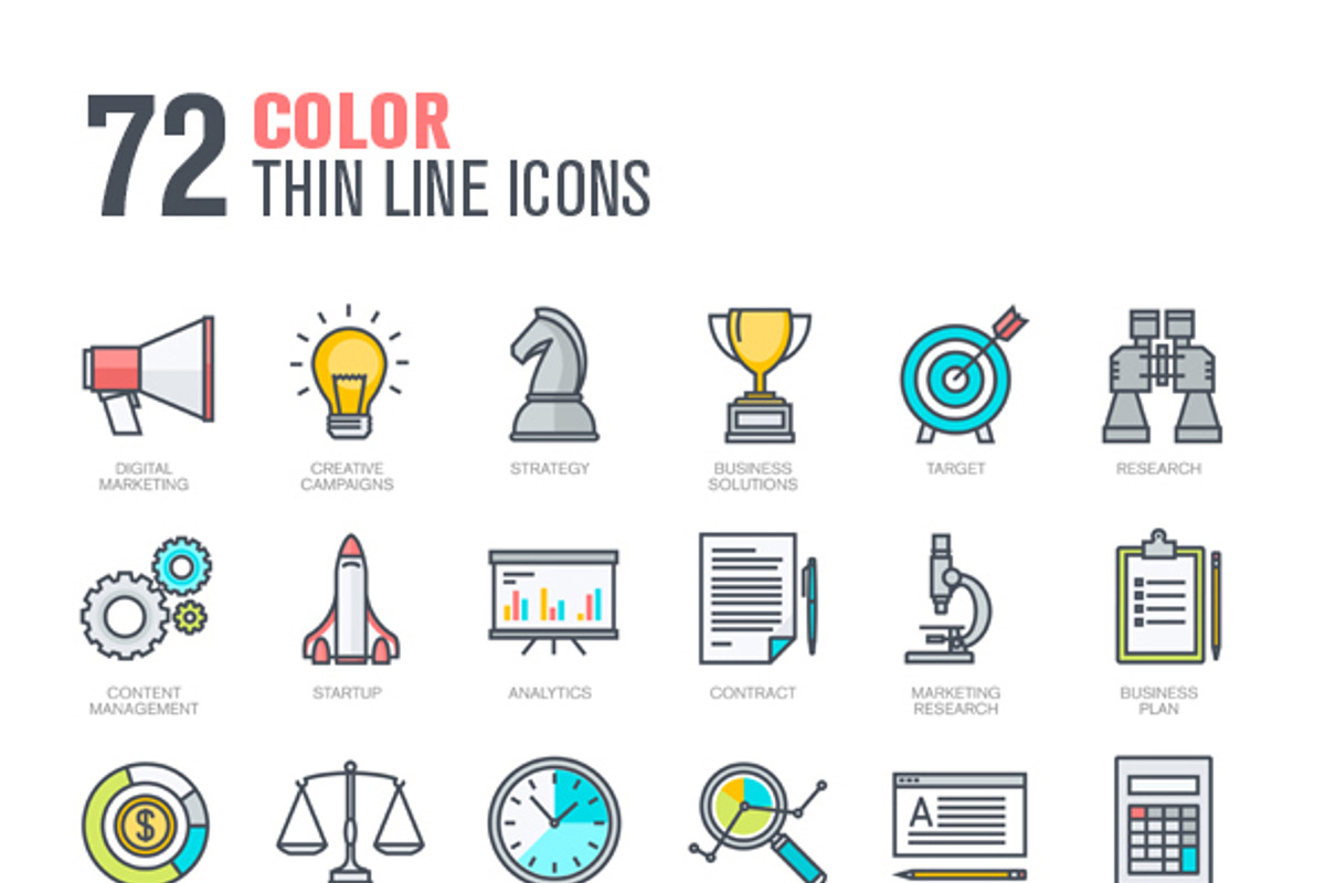 Thin Line Business & Marketing Icons preview 2