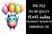 Cute Monsters Watercolor Clipart, an Illustration by Designking (Thumbnail 4 of 5)