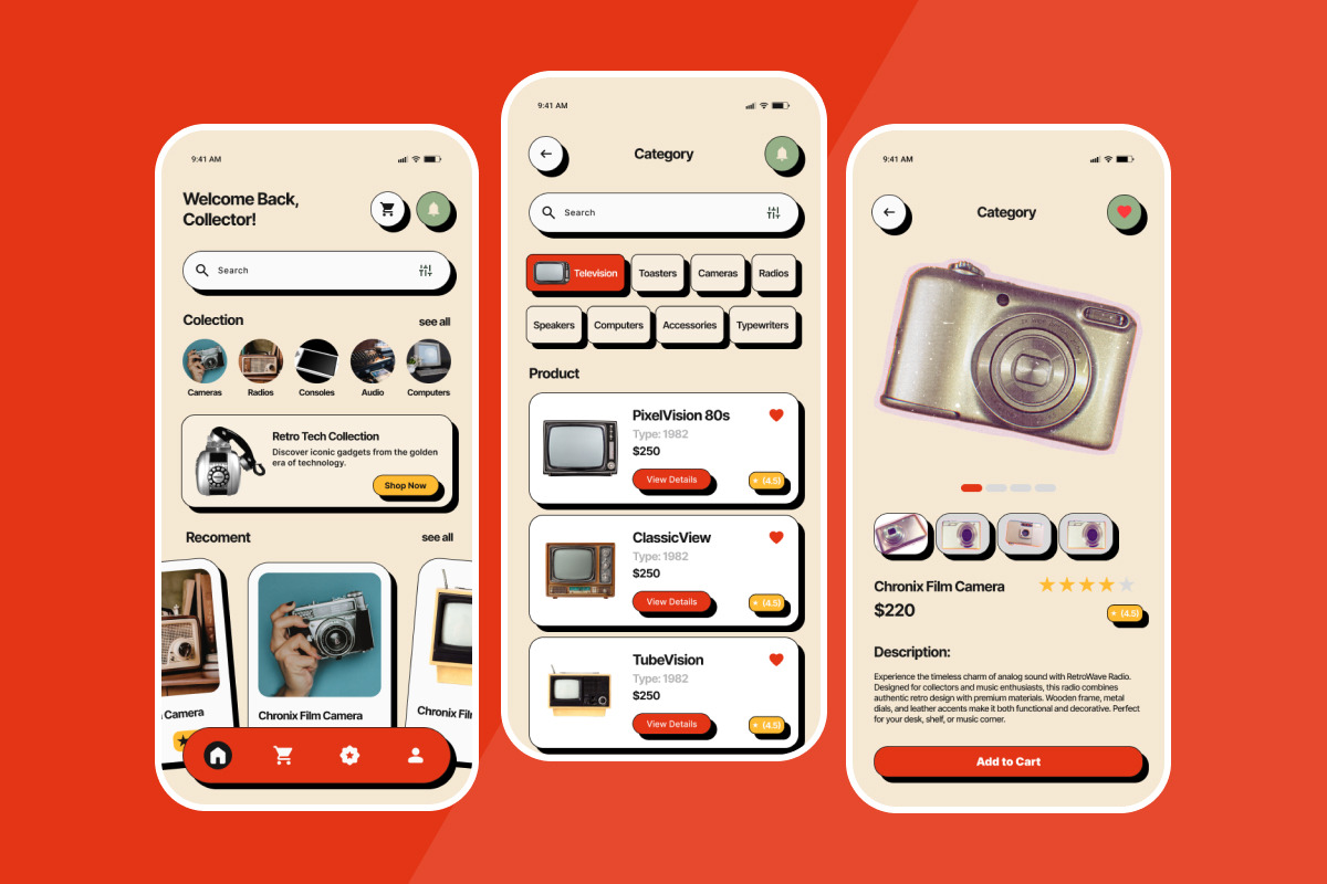 Neonova - E-commerce Retro Tech App, an App Template by productype1 (Photo 4 of 5)
