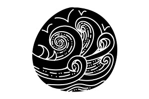 Handmade graphic element waves sea, an Illustration by Nenahliadava Design