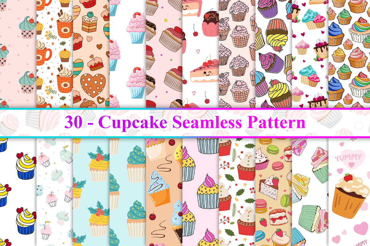 Cupcake Seamless Pattern, a Pattern Graphic by Digital Studio (Photo 1 of 12)