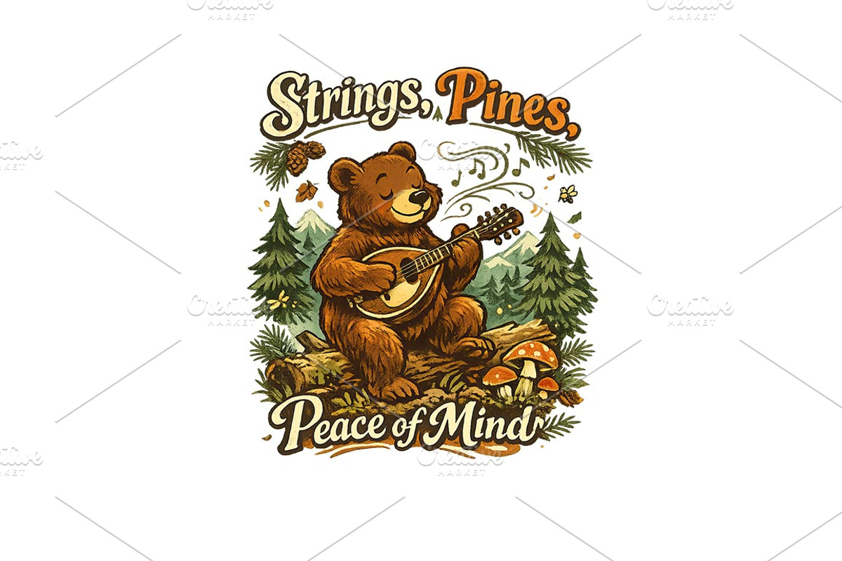 Bear Playing Banjo Wall Art, a Background Graphic by LaseredNinja (Photo 3 of 3)