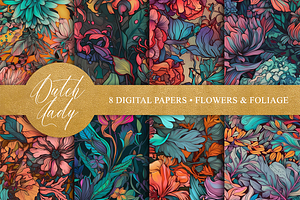 Seamless Flowers & Foliage Patterns