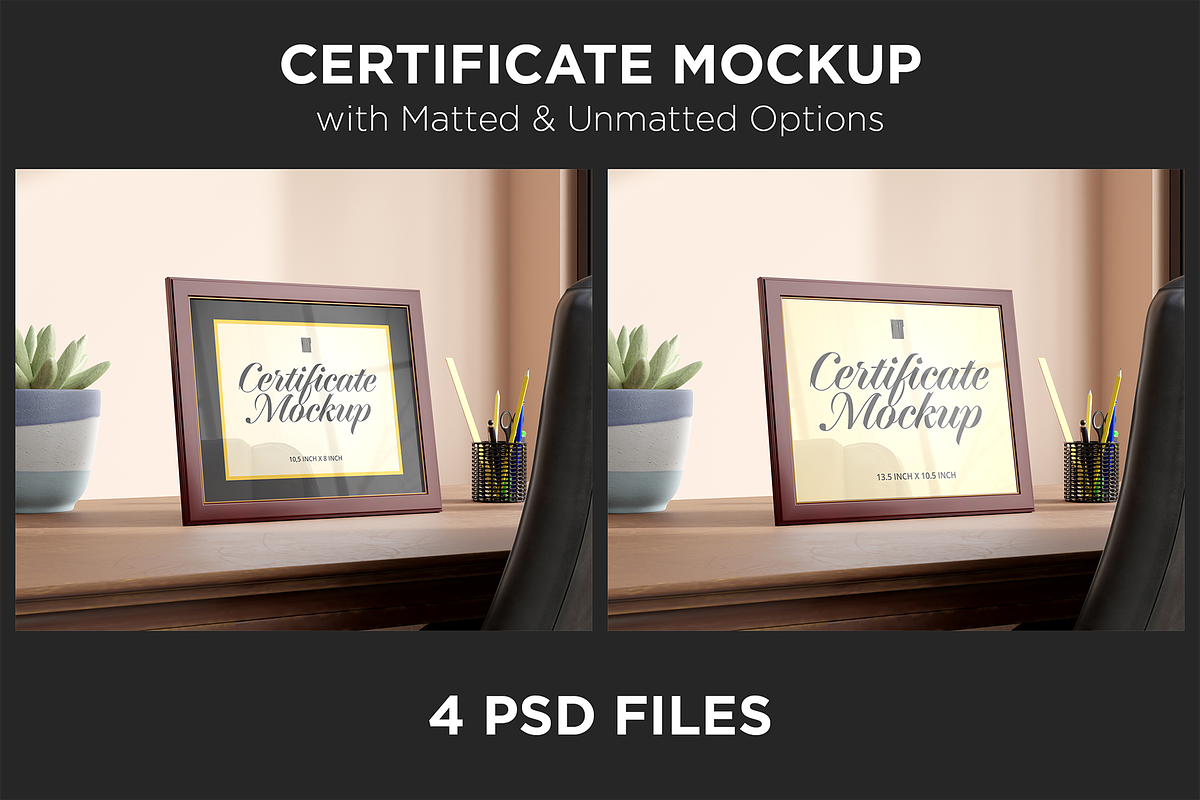 Certificate Mockup - 4 PSD Files, a Merchandise Mockup by Muhazdinata (Photo 1 of 9)