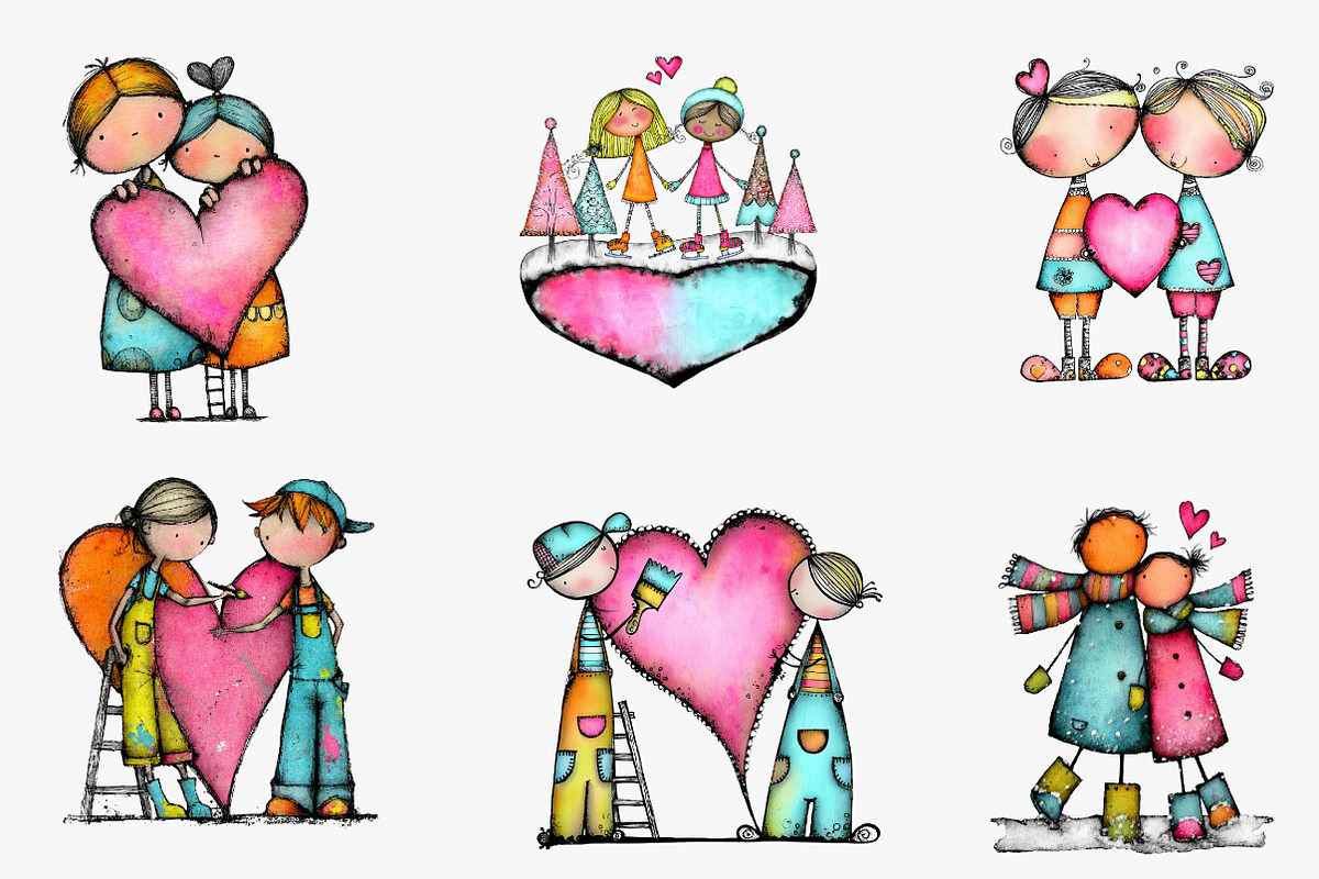 Whimsical Valentine Clipart, an Illustration by CreationArt (Photo 6 of 7)