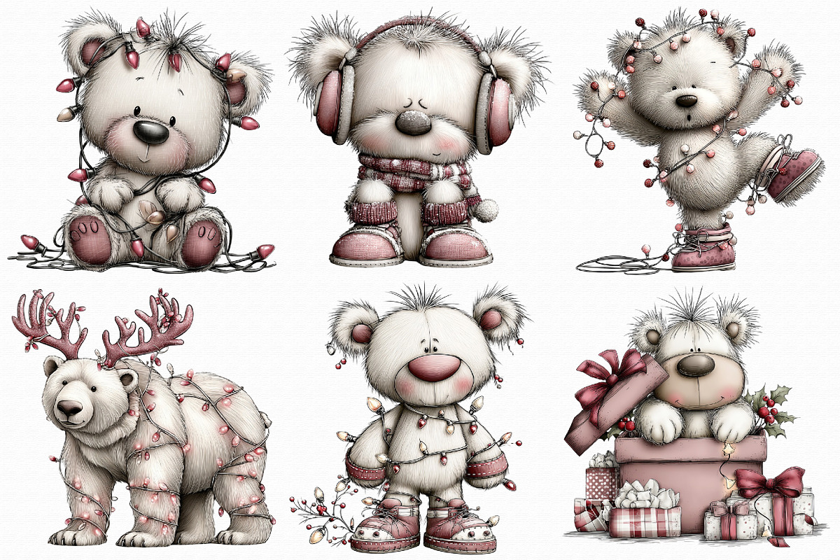 Christmas Polar Bear Lights Clipart, an Illustration by Libby Wishes (Photo 8 of 9)