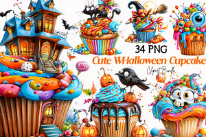 Halloween Cupcake Clipart Set