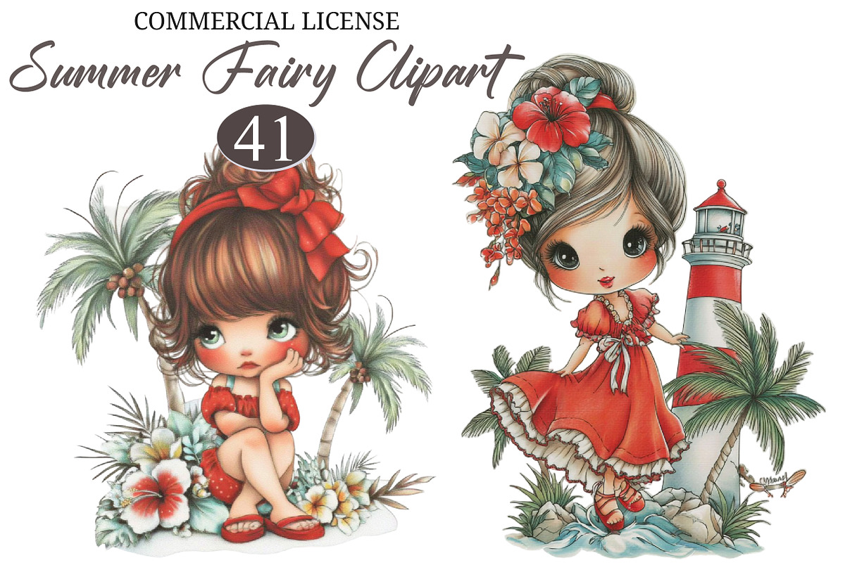 Whimsical Summer Fairy Clipart, a Person Illustration by designcity5 (Photo 1 of 5)