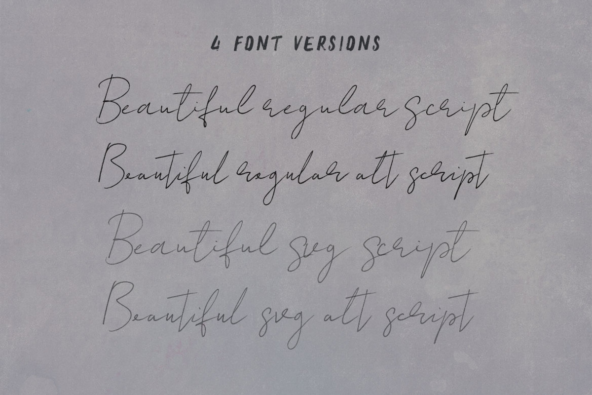 Beautiful SVG Script Font, a Script Font by Cruzine