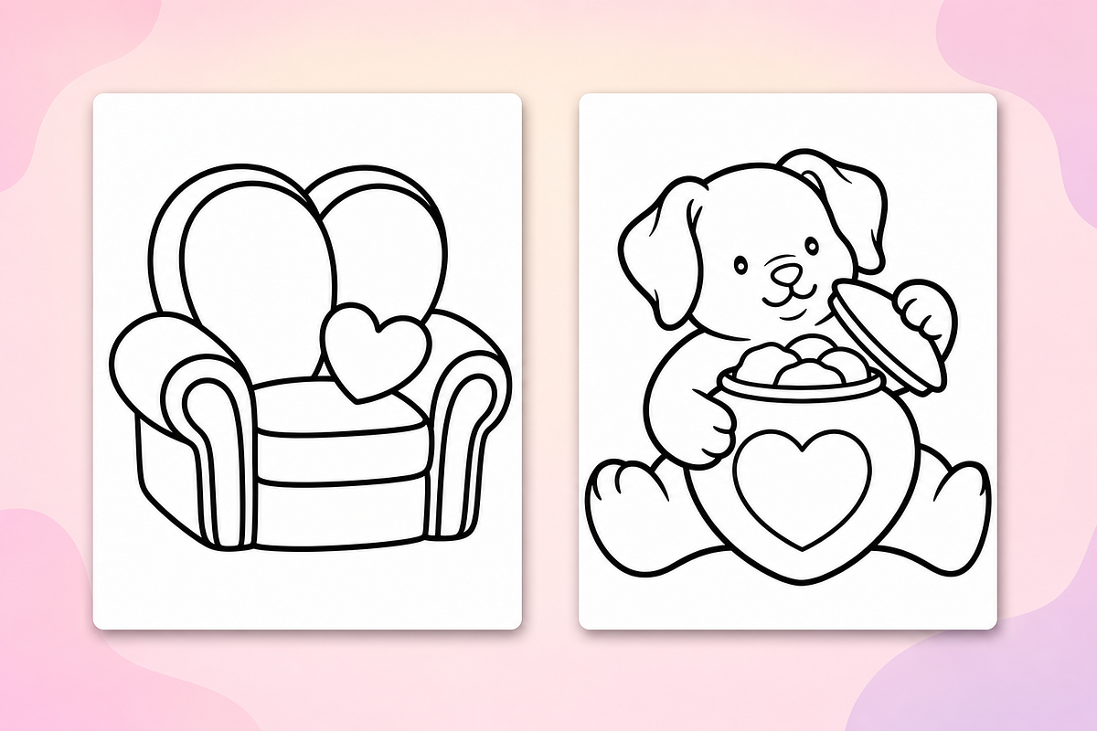 Cutie Love Coloring Pages, an Animal Illustration by Inkivelle Studio (Photo 2 of 3)