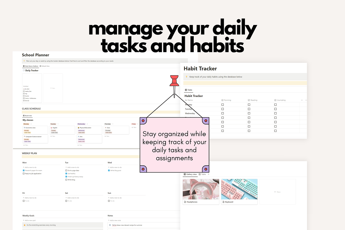 Student Life Notion Template, a Templates & Theme by studiorach (Photo 4 of 10)