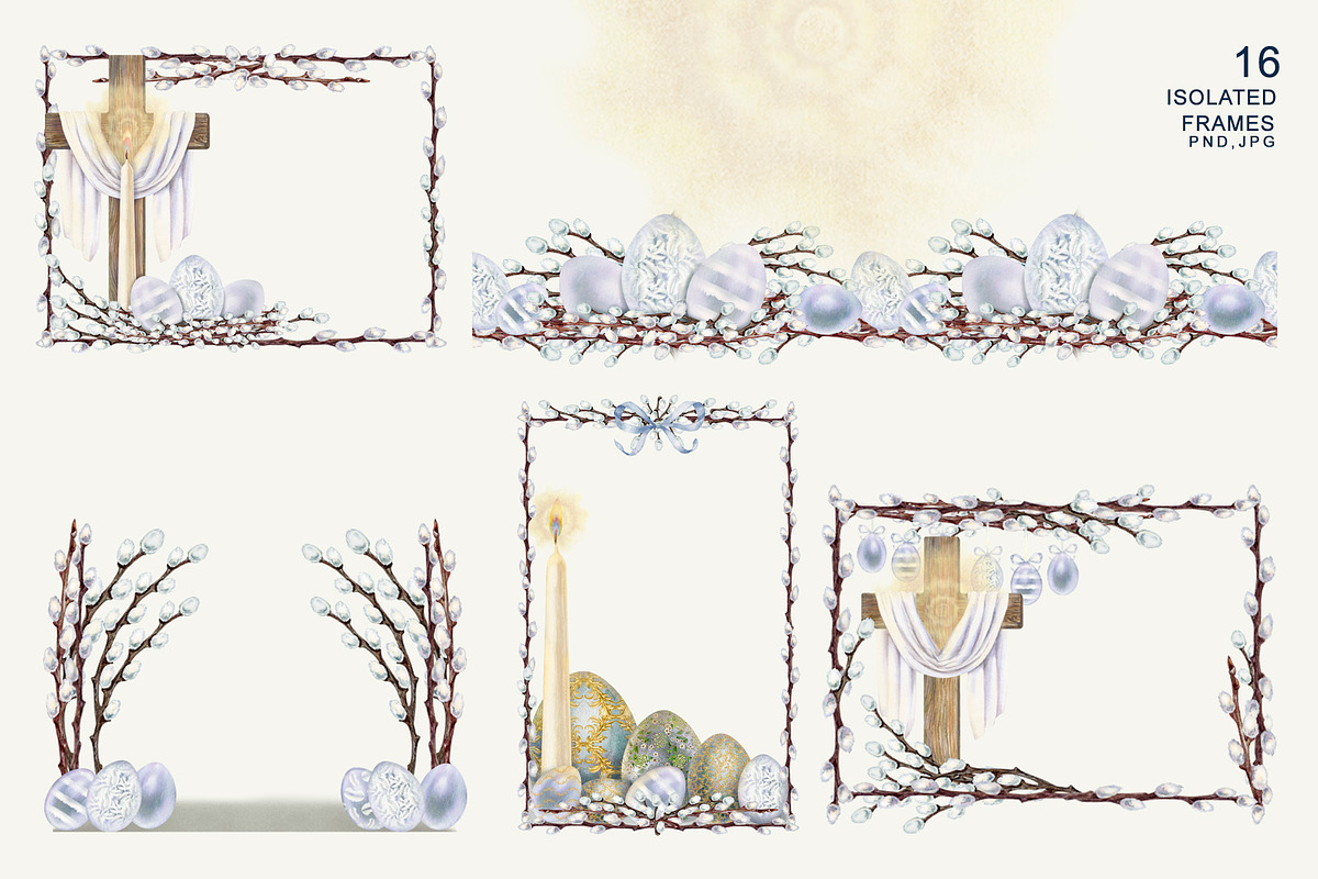 EASTER Willow, Watercolor Clipart, a Decorative Illustration by EL_SUHOVA (Photo 5 of 7)