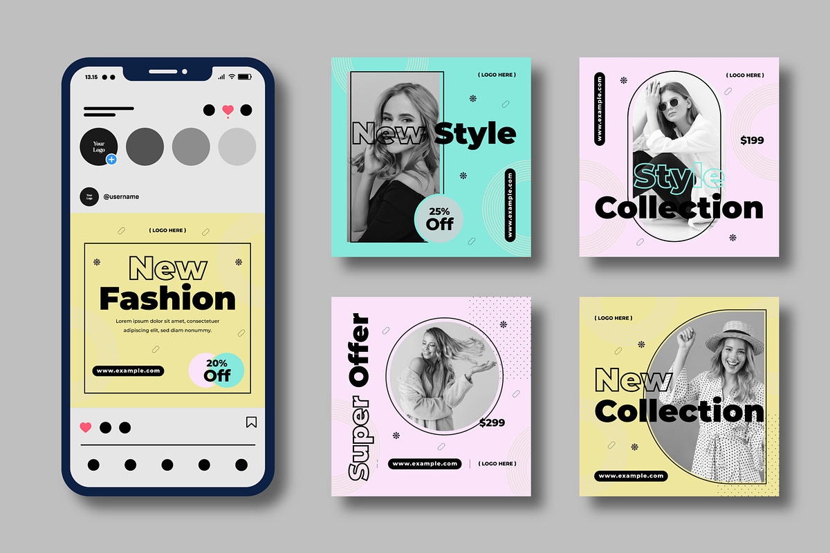 Modern Fashion Social Media Template, a Social Media Template by MightyDesign (Photo 2 of 8)