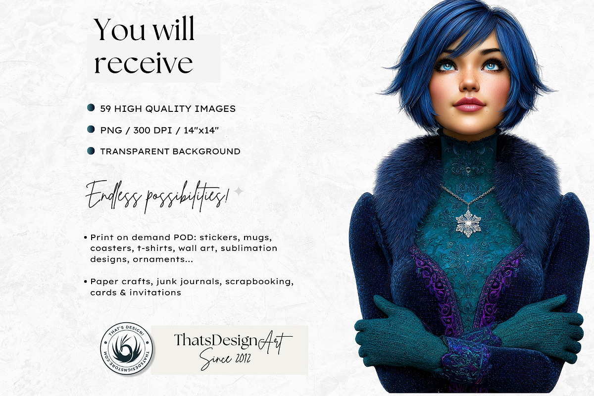 Modern Winter girls cliparts, a Seasonal Illustration by ThatsDesignArt (Photo 2 of 18)