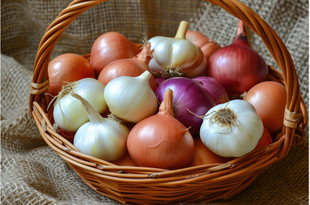 Aromatic Basket onion garlic, a Food & Drink Photo by Ylivdesign