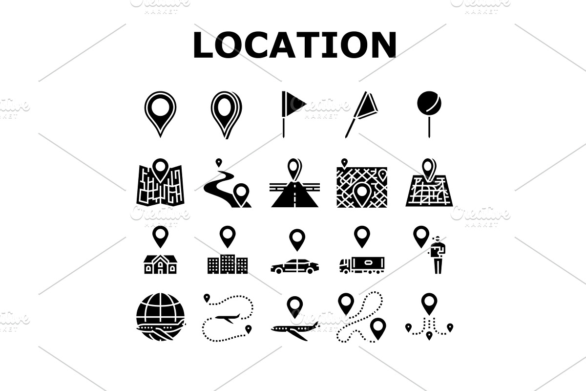 location pin map point icons set, an Object Illustration by pikepicture