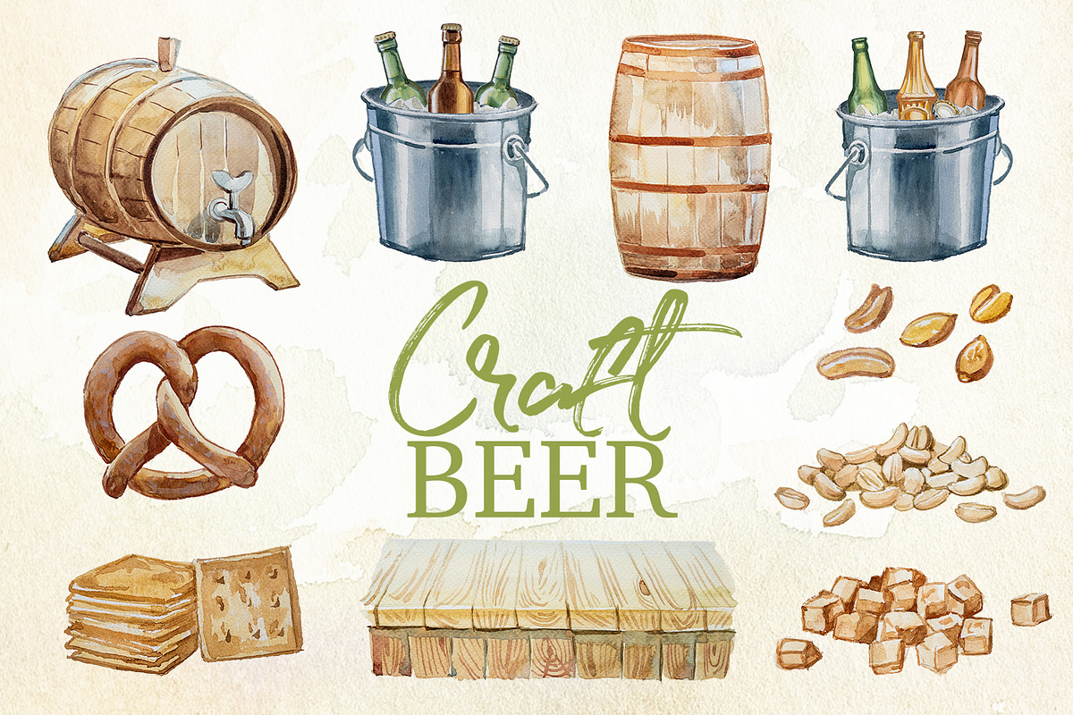 Hand Painted Craft Beer Clipart, a Food Illustration by ArtCreationsDesign (Photo 7 of 9)