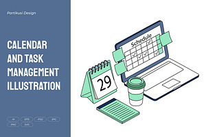 Calendar & Task Management Vector, a Work Illustration by Partikusi Design