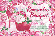 Romantic bouquet watercolor set, an Illustration by DollyPotterson (Thumbnail 1 of 8)