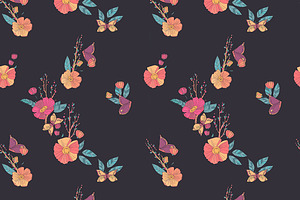 Butterflies And Flowers. 12 Patterns